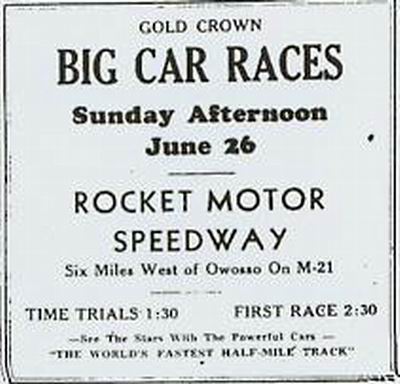 Owosso Speedway - Old Ad From Ron Gross